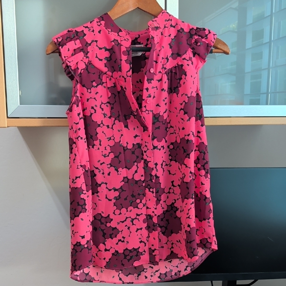 Kate Spade Pink and Black Floral Blouse